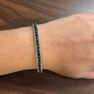 Stainless steel green stone bracelet